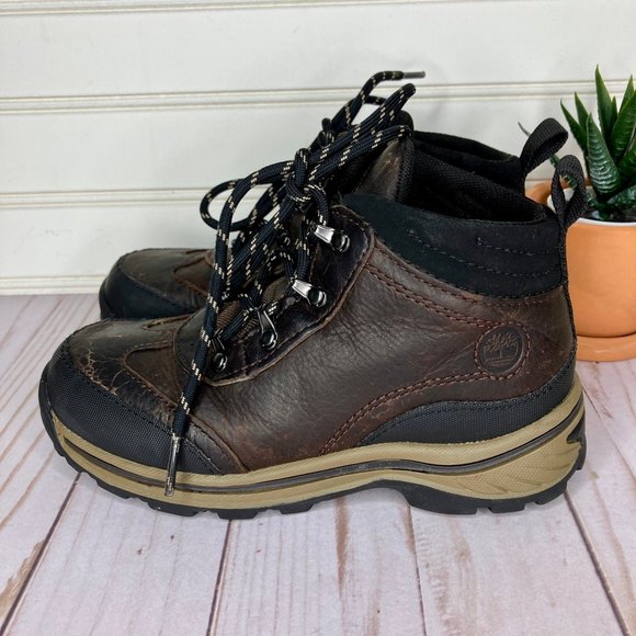 Timberland Back Road Hiking Trail Boots Toddler 12 Dark Brown Leather Lace Up - Picture 3 of 8